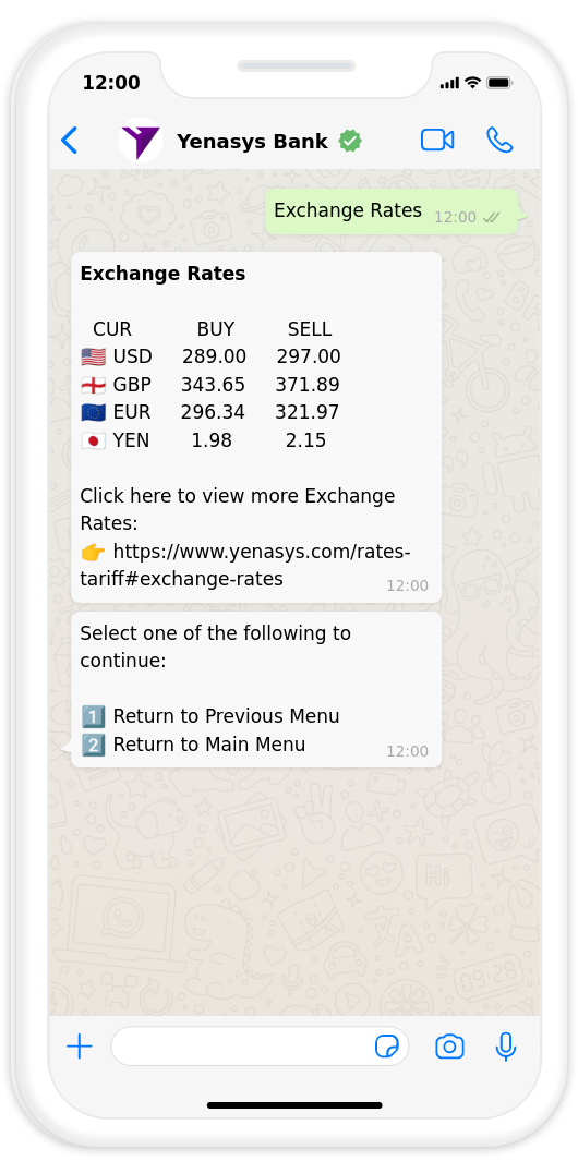 WhatsApp Banking - Exchange Rates